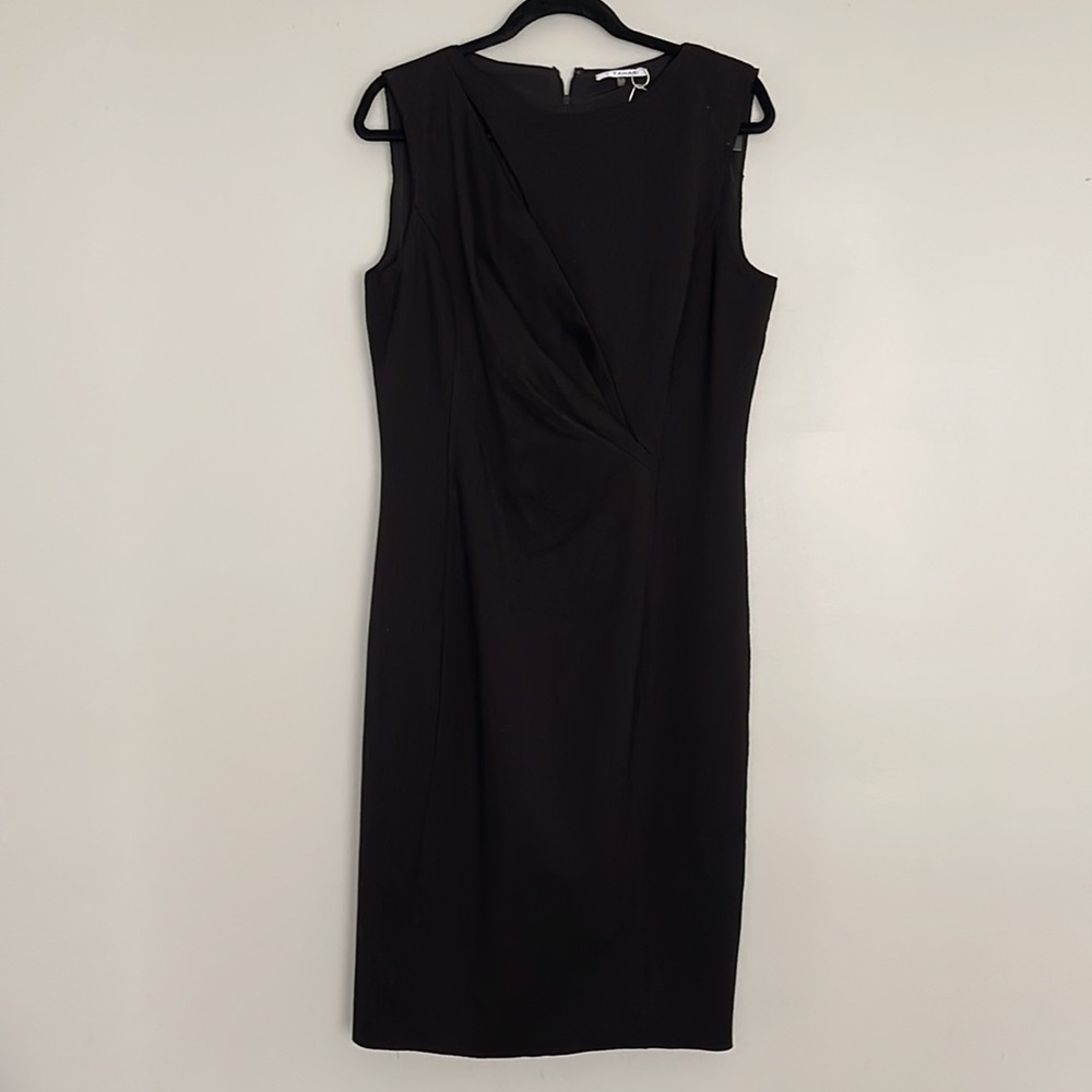 NWT T. TAHARI Madison Black Sheath Midi Dress Size 14